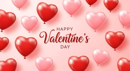 Colorful heart balloons celebrating valentine's day with festive text