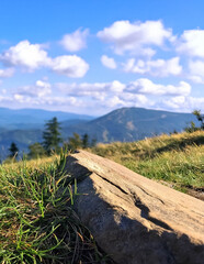 View on Beskids from top of Klimchok Mountainm.