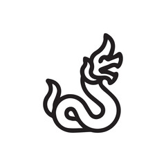 Obraz premium Minimalist Black Line Icon of a Mythical Naga Serpent Dragon Figure
