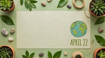 Earth day celebration for background with copy space april 22 planet globe green