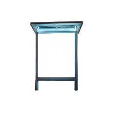 Illuminated, blank display stand against a black background