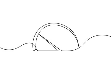 Fototapeta premium Speedometer sign icon continuous one line drawing on white background minimalist performance meter symbol outline vector illustration