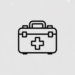 Obraz premium A clear black outline icon depicting a traditional first aid kit box.