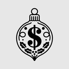 Obraz premium Festive ornament with dollar sign, monochrome vector design – Great for holiday savings, business success, or financial themed decorations.