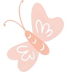 Obraz premium Pastel pink heart-wing butterfly minimalist illustration