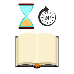 hours clock arrow, reading icon book vector illustration design isolated