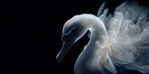 Obraz premium Holographic projection style swan close-up