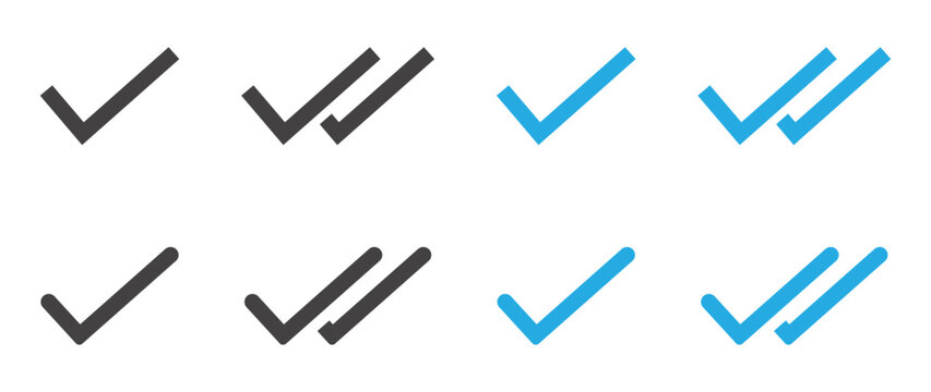 double check mark icon set. double tick mark icon for verification, approval, confirmation and status. icons pack for UI, Apps and Web Interfaces. vector illustration
