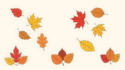 Obraz premium Autumn Leaves Falling A Vibrant Collection of Fall Foliage in Various Hues