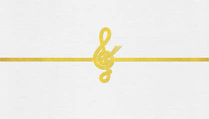 水引きでデザインした、おしゃれペーパーと「ト音記号」の背景