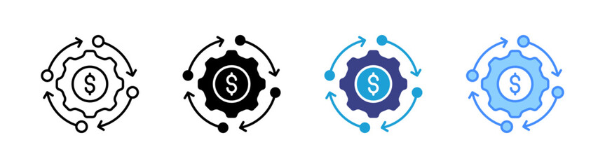 Business Model icon set multiple style collection
