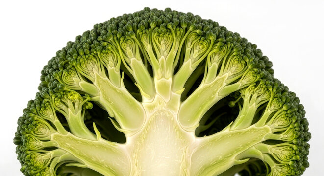 Macro cross section of fresh green broccoli head