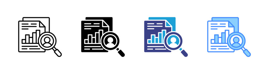 Research icon set multiple style collection