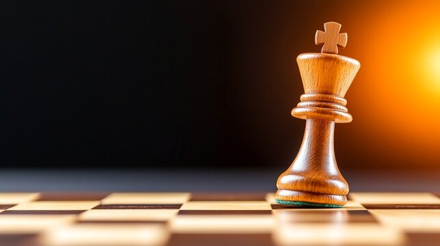 market uncertainty, business risk concept, financial instability, Strategic Failure in Business - Dramatic Lighting on Collapsing Chess King Piece Symbolizing Downfall, Copy Space for Text