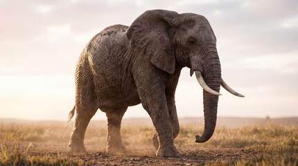 Obraz premium 3D Elephant on grass 