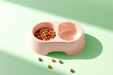 A bowl of food is on a green surface