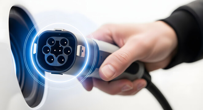 Electic Car charger cabel holding  on hand