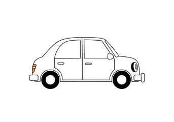 Fototapeta premium Outline drawing of a small fourdoor hatchback car in profile