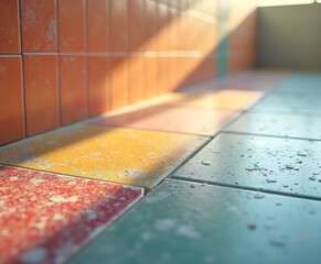 Glossy Ceramic Tiles in Vibrant Color Arrangement