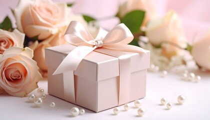 Delicate Pastel Gift Box with Roses and Pearls