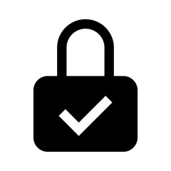 Padlock icon with transparent check mark
