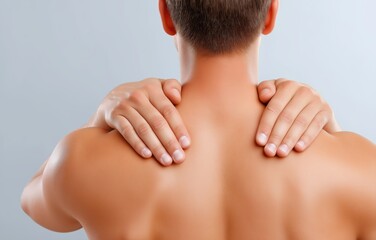 Obraz premium Sports massage therapist performs deep tissue therapy on athlete’s shoulders