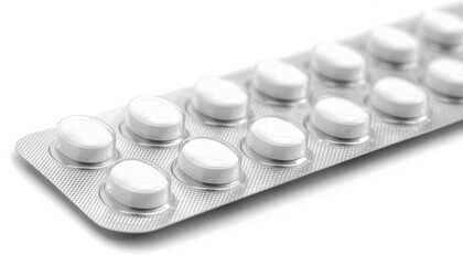 Silver Aluminum Blister Pack with White Pills Isolated