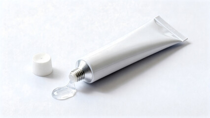 White Aluminum Ointment Tube Mockup with Gel