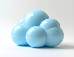 Cluster of glossy blue spheres on white background