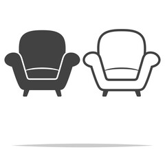 Single couch sofa icon transparent vector isolated illustration