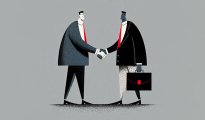 Conceptual Business Deal and Corporate Partnership Handshake Illustration &ndash; Generative AI