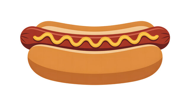 Delicious hot dog with yellow mustard on a toasted bun