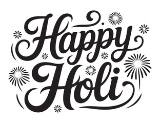 Obraz premium Happy Holi Celebration Typography with Fireworks