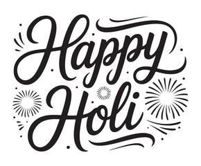 Happy Holi Celebration Typography with Fireworks © Baloch