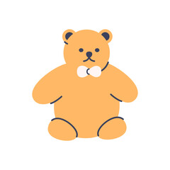 Teddy bear icon. soft plush animal stuffed yellow toy for children. Flat vector illustration isolated on white background