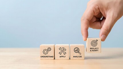 strategy planning with wooden blocks