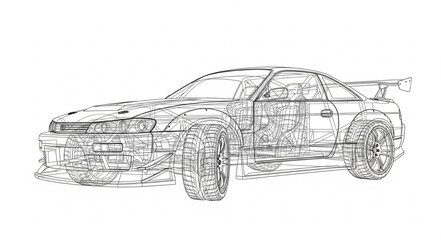 Sketch of Sports Car Vehicle.