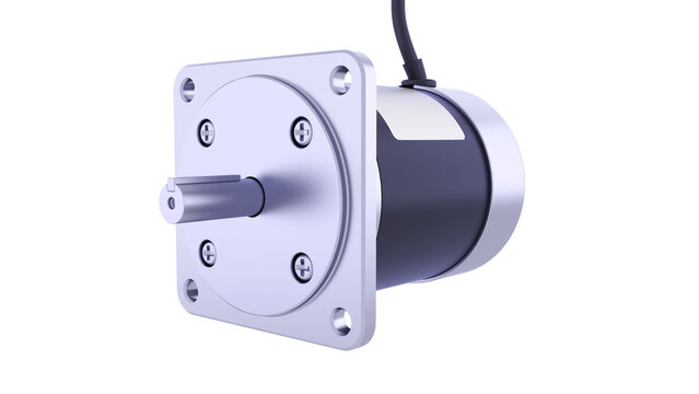 PM AC servo motor for CNC - Industrial Brushless Stepper motor. front view 3D rendering isolated on white background. Ideal for professionals, educational, engineering, and industrial design.