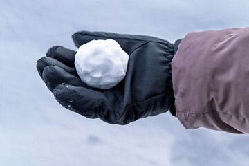 手に持った雪玉
