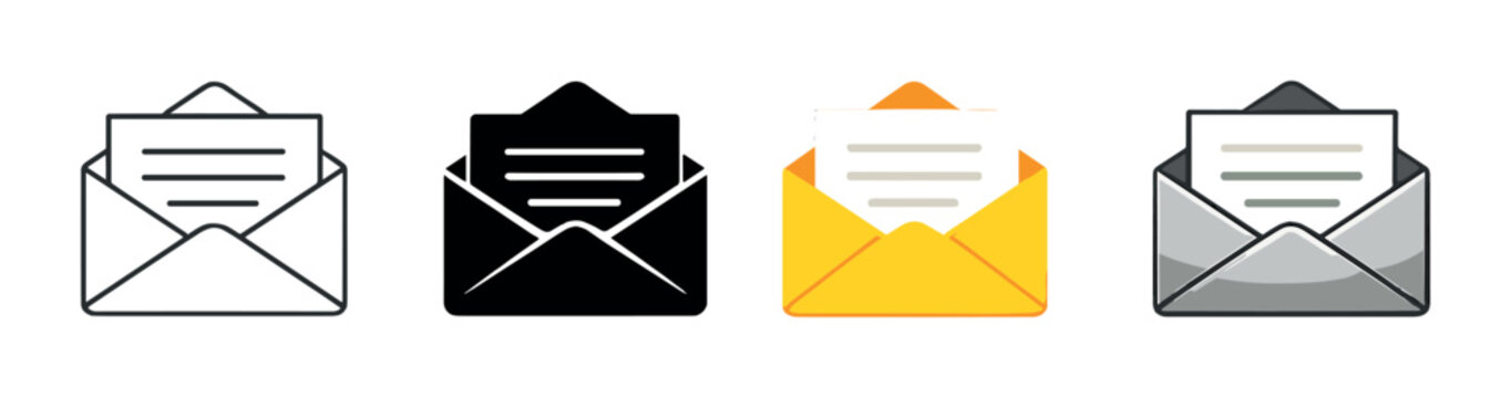 Glowing email icon highlighted among darkened envelopes on gradient background