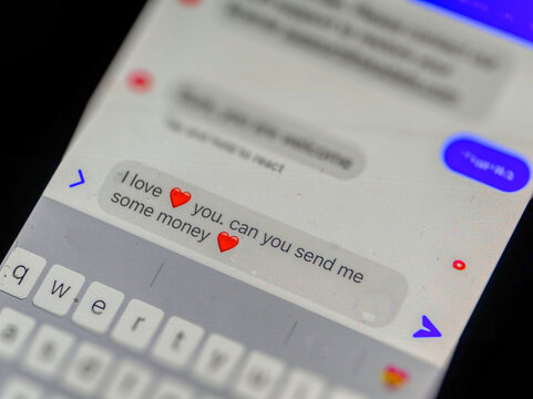 romance fraud concept on a smartphone