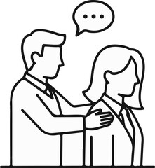 Obraz premium Two colleagues converse; one places a hand on the other's shoulder