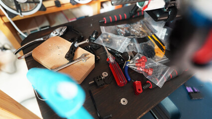 DIY Workspace Featuring Hand Tools and Assorted Hardware