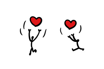 ハートを掲げる　ハートを上げる　シルエット