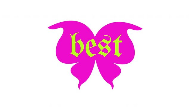 Gothic best butterfly Y2K sticker animated loop. Nostalgic 2000s vibe. Girly emo aesthetic. Grunge groovy. Badge label animation. Social media reels overlay. 4K video element. Playful motion graphic