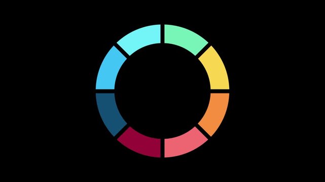Colorful Circular Infographic Ring Animation on Dark Background