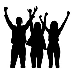 Fototapeta premium PNG Three people silhouette cheerful adult.