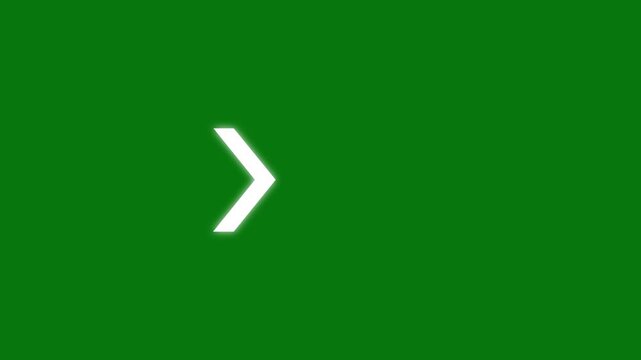 Right-directional arrow loop animation. Abstract directional arrow loading bar animation on green screen background. Animated traffic directional arrows sign.