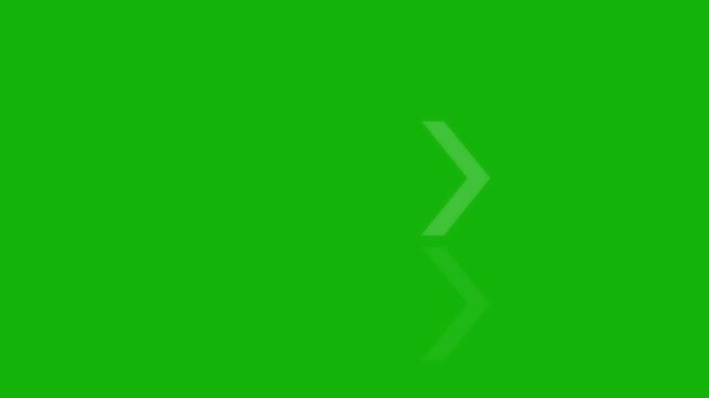 Right-directional arrow loop animation. Abstract directional arrow loading bar animation on green screen background. Animated traffic directional arrows sign.