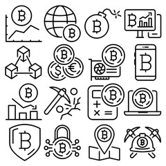 Cryptocurrency Essentials Icon Set Outline Style (Part 4)